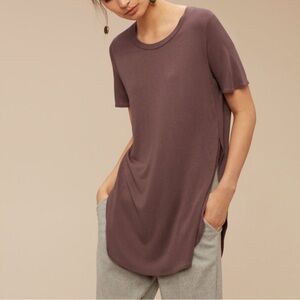 Aritzia Wilfred Small Capucine Short Sleeve Tunic T-shirt Side Splits Mauve Soft